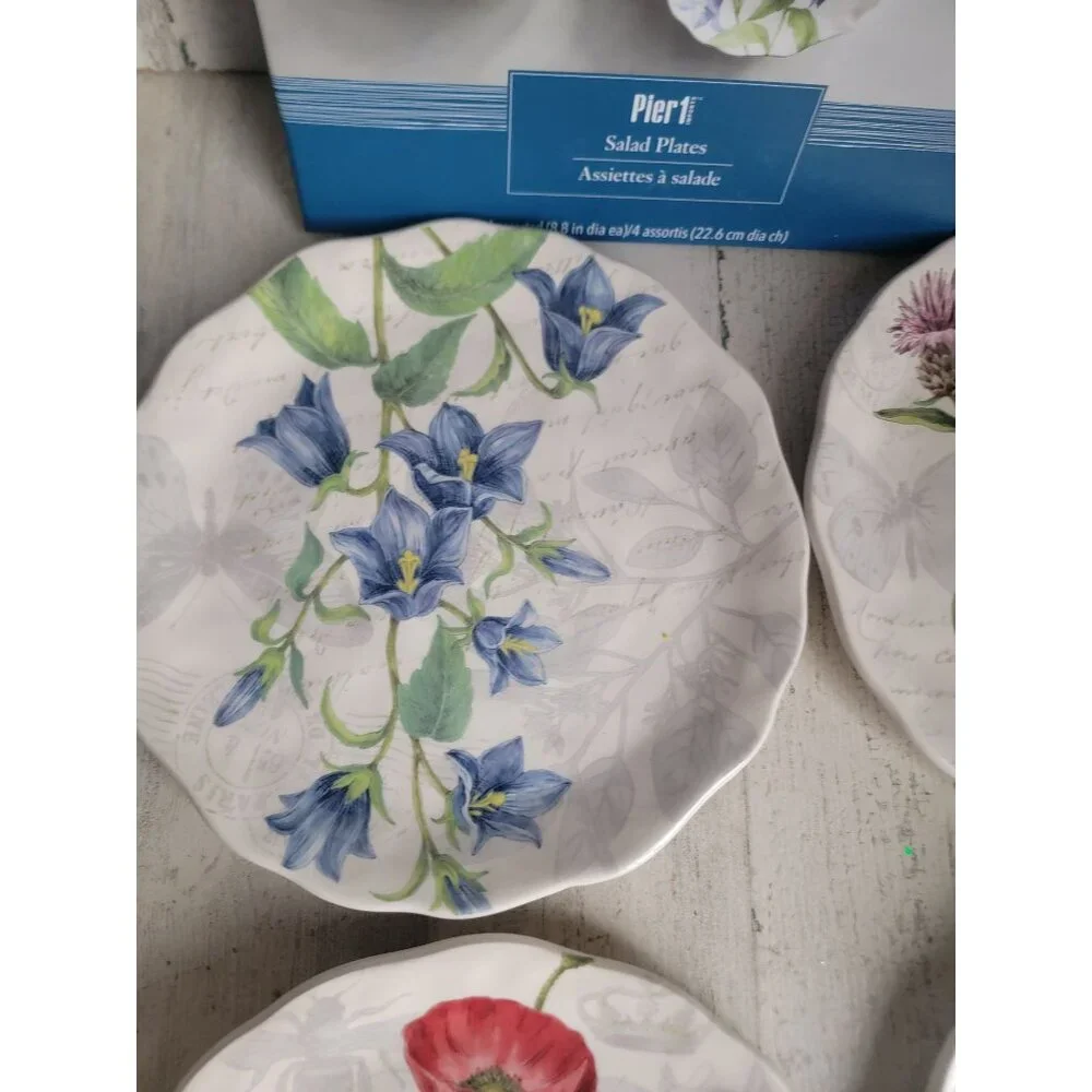 Pier‎ 1 Imports botanical garden plate flower set decor floral